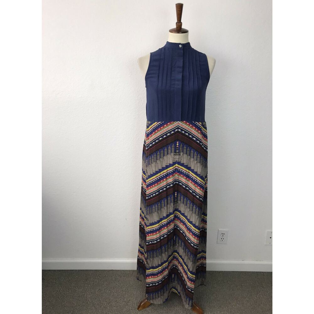 Mara Hoffman Colorblock Pleated Striped Maxi Dress